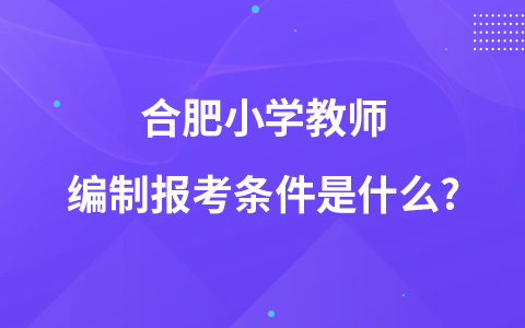 合肥小学教师编制报考条件是什么?