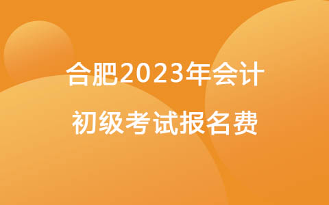 合肥2023年会计初级考试报名费