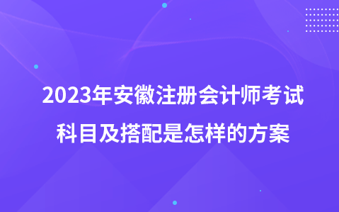 2023年安徽注册会计师考试科目及搭配是怎样的方案