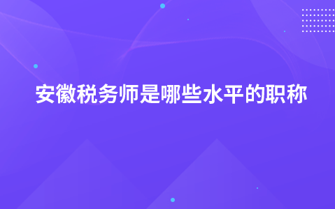 安徽税务师是哪些水平的职称